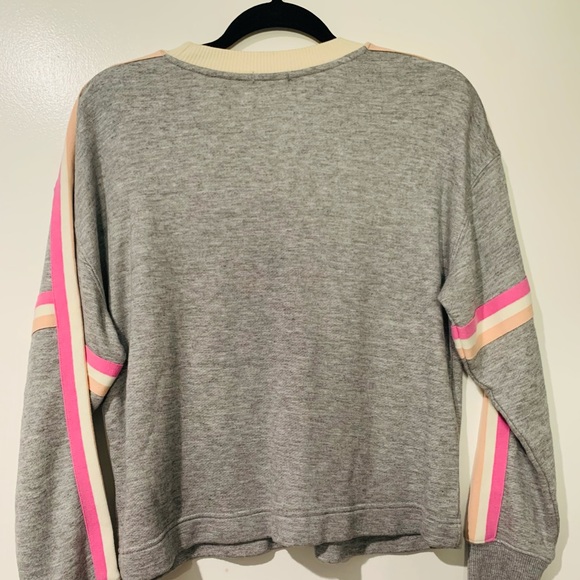 Splendid Womens Gray Striped Heathered Ribbed Trim - Picture 5 of 7